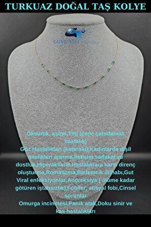 Doğal Turkuaz Taşı Tasarım Kolye AAA Kalite El Yapımı