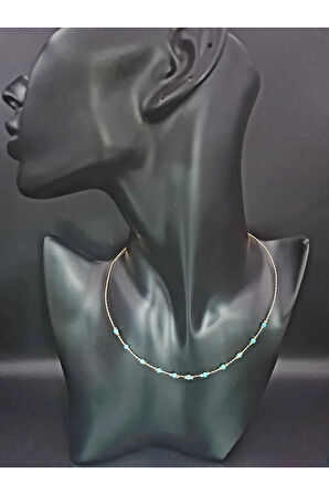 Doğal Turkuaz Taşı Tasarım Kolye AAA Kalite El Yapımı