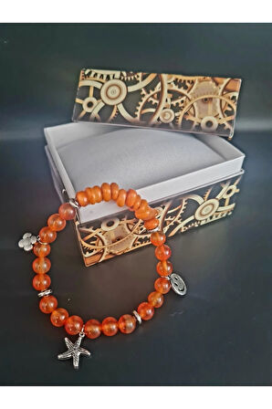 Doğal Taş Bileklik Özel Tasarım Akik Sedef Doğal Taş AAA Kalite