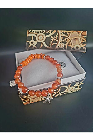 Doğal Taş Bileklik Özel Tasarım Akik Sedef Doğal Taş AAA Kalite