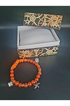 Doğal Taş Bileklik Özel Tasarım Akik Sedef Doğal Taş AAA Kalite