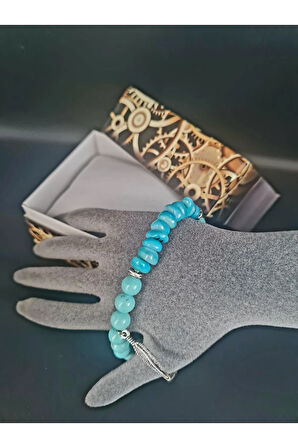 Doğal Taş Bileklik Özel Tasarım Turkuaz Sedef Doğal Taş AAA Kalite