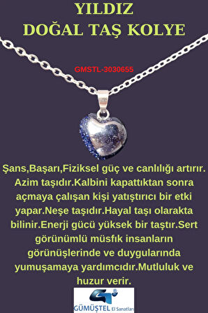 Doğal Taş Yıldız Kalp Model Minimal Kolye AAA Kalite