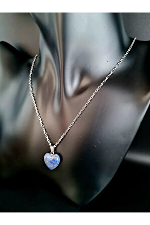 Doğal Taş Lapis Lazuli Kalp Model Minimal Kolye AAA Kalite