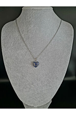 Doğal Taş Lapis Lazuli Kalp Model Minimal Kolye AAA Kalite