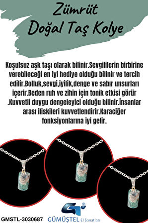 Zümrüt Doğal Taş Kolye Minimal Sevenler İçin AAA Kalite