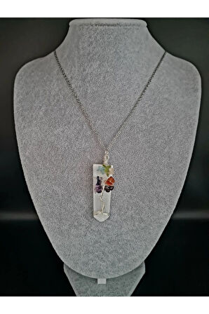 Selenit ve 7 Çakra Doğal Taş Kolye Özel Tasarım