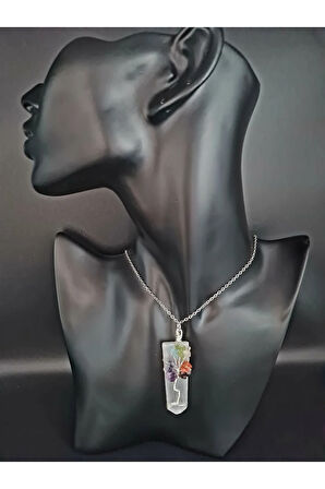 Selenit ve 7 Çakra Doğal Taş Kolye Özel Tasarım