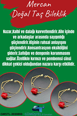 Mercan Doğal Taş Bileklik Özel Tasarım AAA Kalite