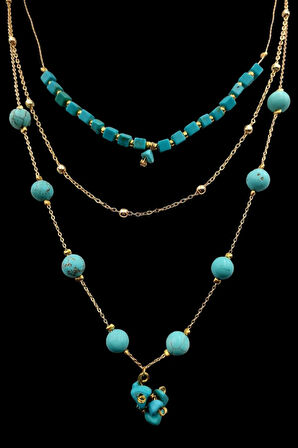 Sertifikalı Turkuaz Doğal Taş Kolye Özel Tasarım El Yapımı Kolye