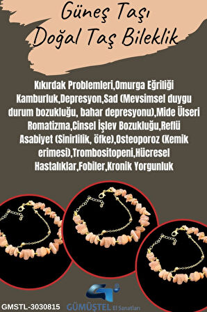 Sertifikalı Güneş Taşı Doğal Taş Bileklik Özel Tasarım