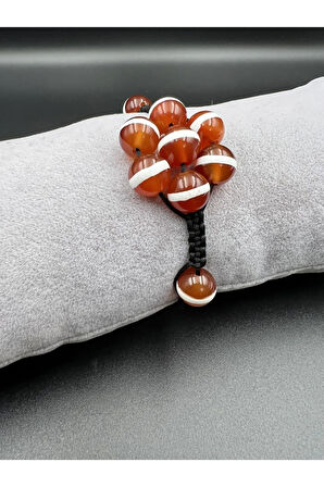 Dantelli Akik Doğal Taş Bileklik Asansörlü Kilit Sistemi