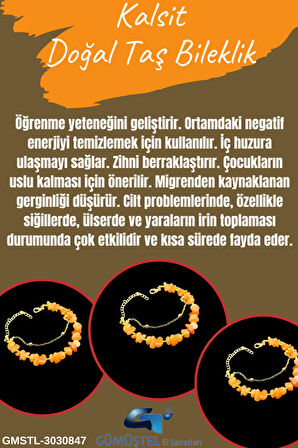 Sertifikalı Kalsit Doğal Taş Bileklik Özel Tasarım