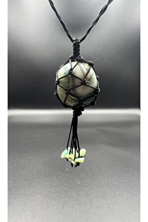 Akik Doğal Taş Tasarım Kolye El yapımı Örgü Model