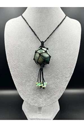 Akik Doğal Taş Tasarım Kolye El yapımı Örgü Model