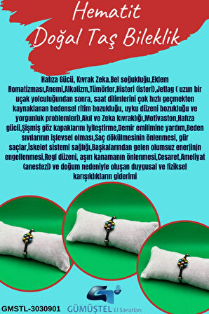 Hematit Doğal Taş Bileklik Asansörlü Kilit Sistemi Aaa Kalite El Yapımı Bileklik