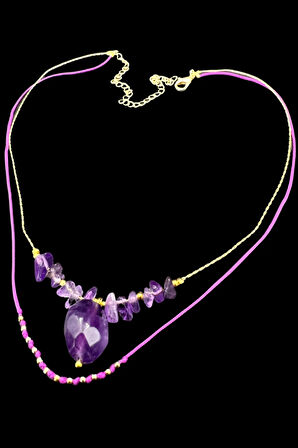 Ametist Doğal Taş Kolye Tasarım Kararmaz Malzeme