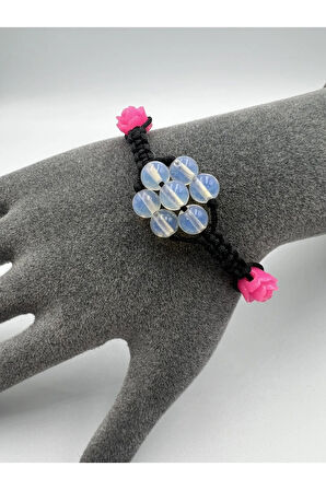 Opal Doğal Taş Bileklik Asansörlü Kilit Sistemi Aaa Kalite El Yapımı Bileklik 6mm