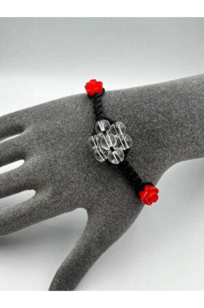 Kristal Kuvars Doğal Taş Bileklik Asansörlü Kilit Sistemi El Yapımı Bileklik 6mm