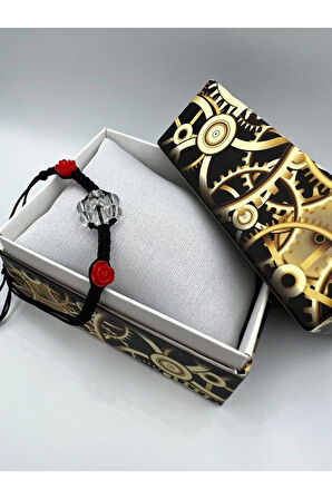 Kristal Kuvars Doğal Taş Bileklik Asansörlü Kilit Sistemi El Yapımı Bileklik 6mm