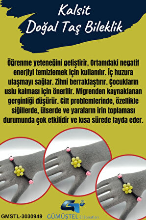 Kalsit Doğal Taş Bileklik Asansörlü Kilit Sistemi Aaa Kalite El Yapımı Bileklik 6mm