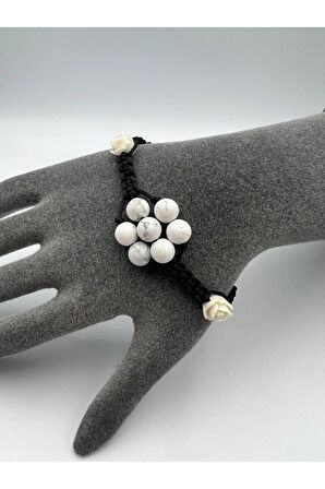 Havlit Doğal Taş Bileklik Asansörlü Kilit Sistemi Aaa Kalite El Yapımı Bileklik 6mm