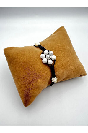 Havlit Doğal Taş Bileklik Asansörlü Kilit Sistemi Aaa Kalite El Yapımı Bileklik 6mm