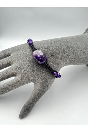 Ametist Doğal Taş Tasarım Bileklik