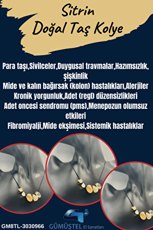 Sitrin Ham Doğal Taş Kolye Asansörlü Kilit Sistemi
