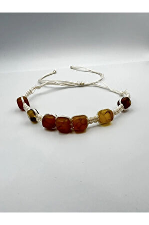 Yosunlu Akik Doğal Taş El Yapımı Bileklik AAA Kalite Asansörlü Kilit Sistemi