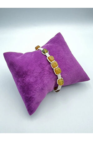 Yosunlu Akik Doğal Taş El Yapımı Bileklik AAA Kalite Asansörlü Kilit Sistemi