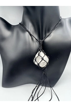 Havlit Doğal Taş Tasarım Kolye El Yapımı Örgü Model Aaa Kalite