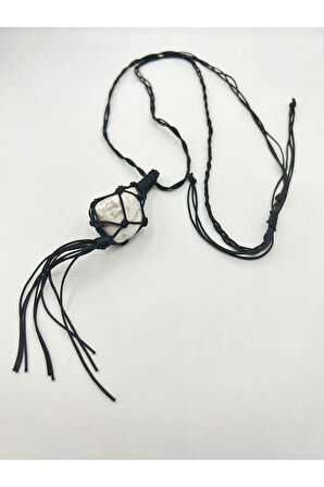 Havlit Doğal Taş Tasarım Kolye El Yapımı Örgü Model Aaa Kalite