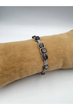 Yosunlu Akik Doğal Taş El Yapımı Bileklik Asansörlü Kilit Sistemi