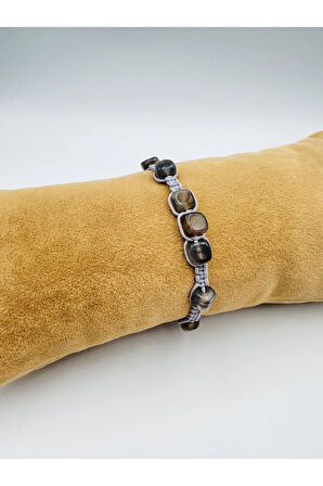 Yosunlu Akik Doğal Taş El Yapımı Bileklik Asansörlü Kilit Sistemi