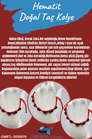 Hematit Doğal Taş Tasarım Bileklik AAA Kalite Hafıza Konsantrasyon Kıvrak Zeka