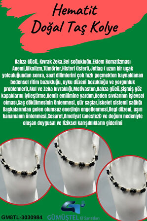 Hematit Doğal Taş Tasarım Bileklik AAA Kalite Hafıza Konsantrasyon Kıvrak Zeka