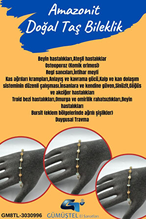 Amazonit Doğal Taş Bileklik Kararmaz Malzeme AAA Kalite