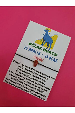 Oğlak Burcu Akik Doğal Taşlı İp Burç Bilekliği