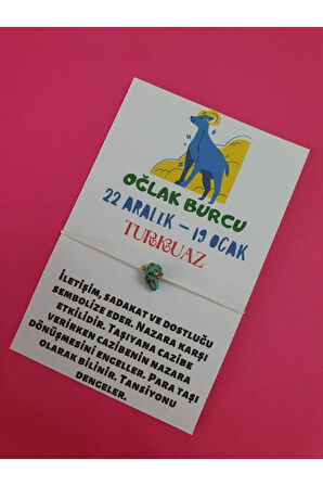 Oğlak Burcu Turkuaz Doğal Taşlı İp Burç Bilekliği