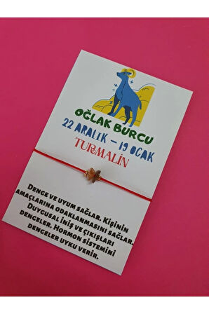 Oğlak Burcu Turmalin Doğal Taşlı İp Burç Bilekliği