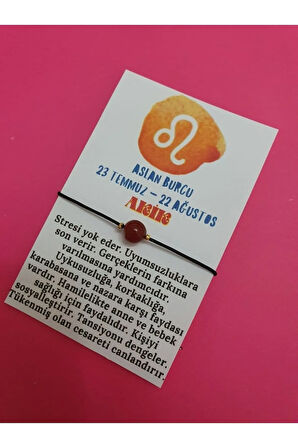 Aslan Burcu Akik Doğal Taş İp Burç Bilekliği