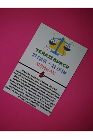 Terazi Burcu Mercan Doğal Taşlı İp Burç Bilekliği