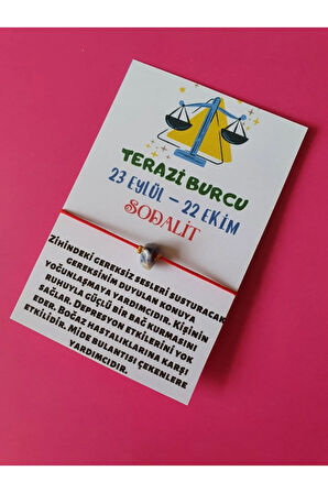 Terazi Burcu Sodalit Doğal Taşlı İp Burç Bilekliği