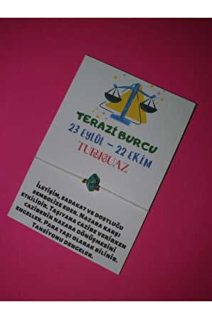Terazi Burcu Turkuaz Doğal Taşlı İp Burç Bilekliği