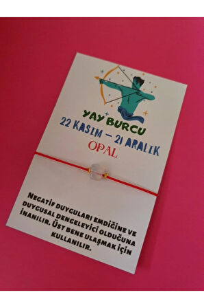 Yay Burcu Opal Doğal Taşlı İp Burç Bilekliği
