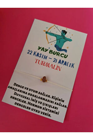 Yay Burcu Turmalin Doğal Taşlı İp Burç Bilekliği