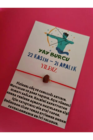 Yay Burcu Yıldız Doğal Taş İp Burç Bilekliği