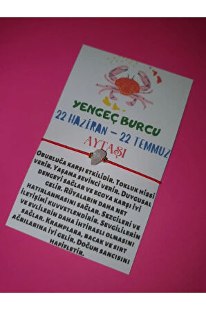 Yengeç Burcu Aytaşı Doğal Taşlı İp Burç Bilekliği