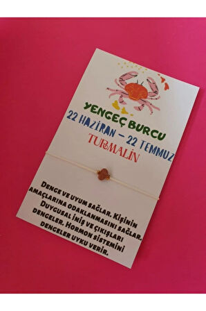 Yengeç Burcu Turmalin Doğal Taşlı Ip Burç Bilekliği